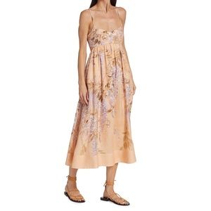 Zimmermann Linen Rosa Bralette Midi Dress NWT
